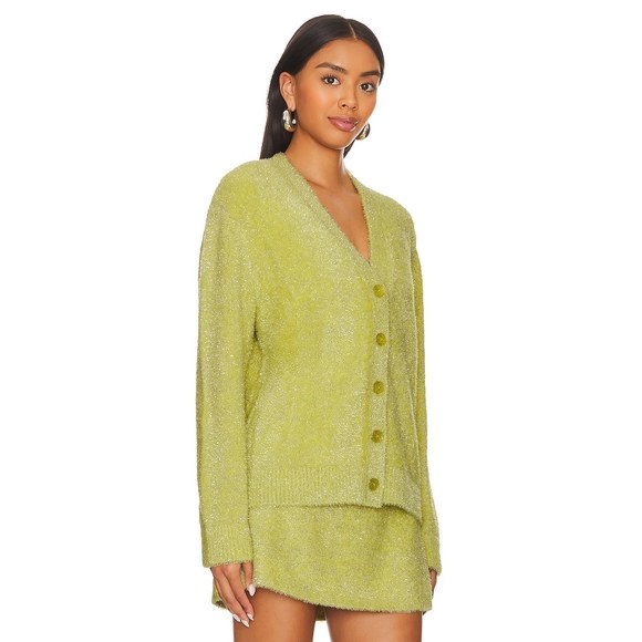 New JoosTricot Cardigan in Chartreuse green pistachio sparkle sweater